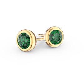 Infinity Natural Emerald 18ct Yellow Gold Stud Earrings