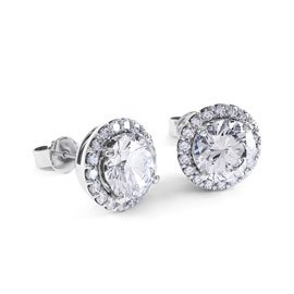 Eternity 2ct White Sapphire Halo 9ct White Gold Stud Earrings